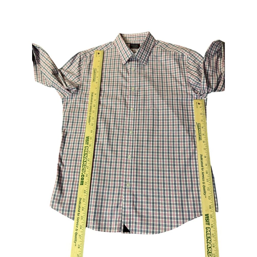 Untuckit Shirt Mens M Slim Fit Wrinkle Free Blue Pink Plaid Long Sleeve Used - Picture 10 of 13